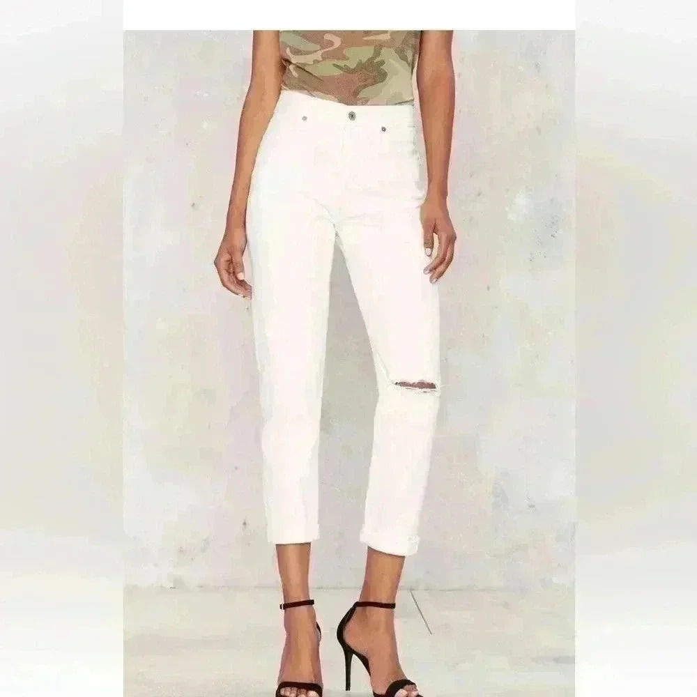 Citizens of Humanity Premium Vintage Liya crop white distressed Jeans